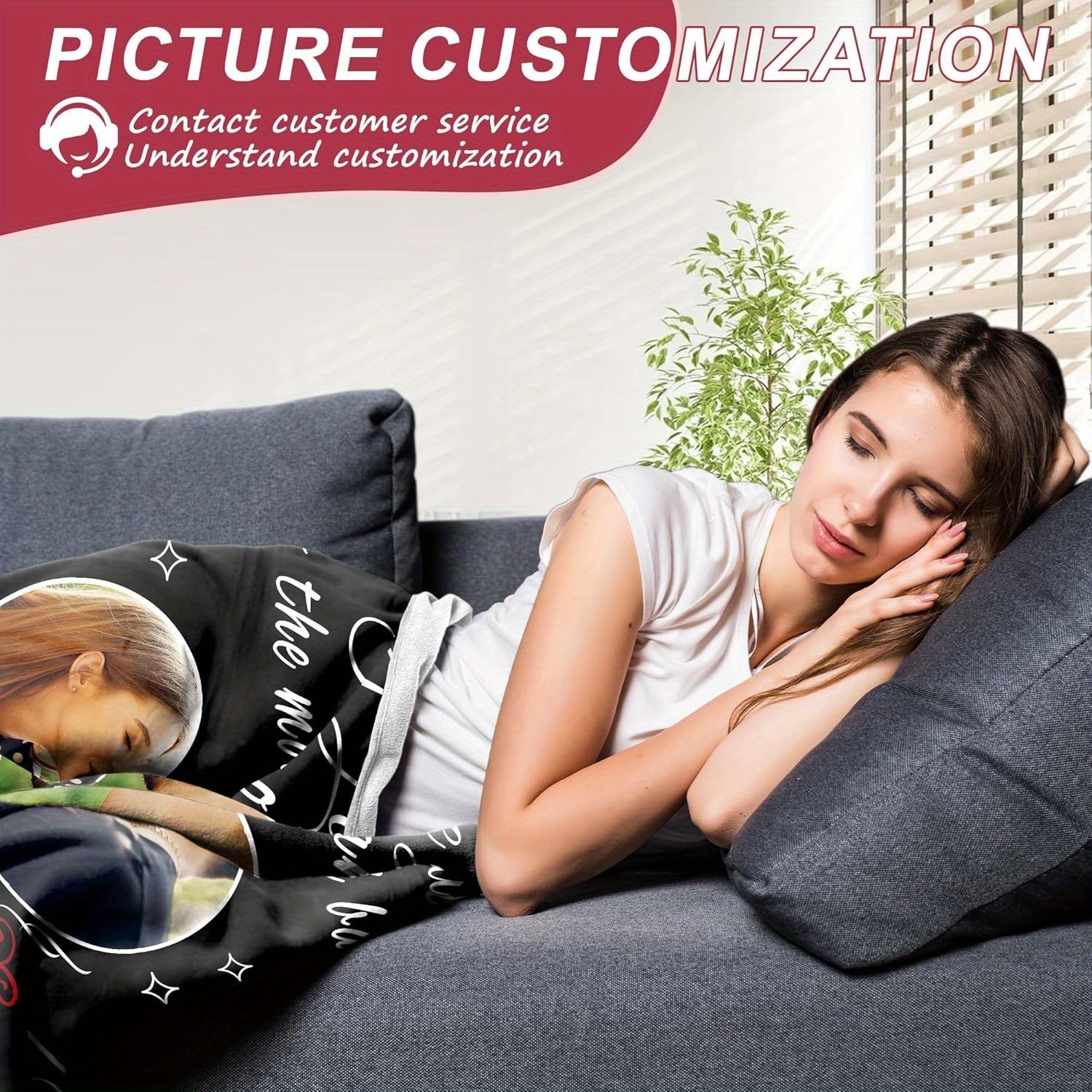 Personalized Photo Blanket with Custom Photos & Text